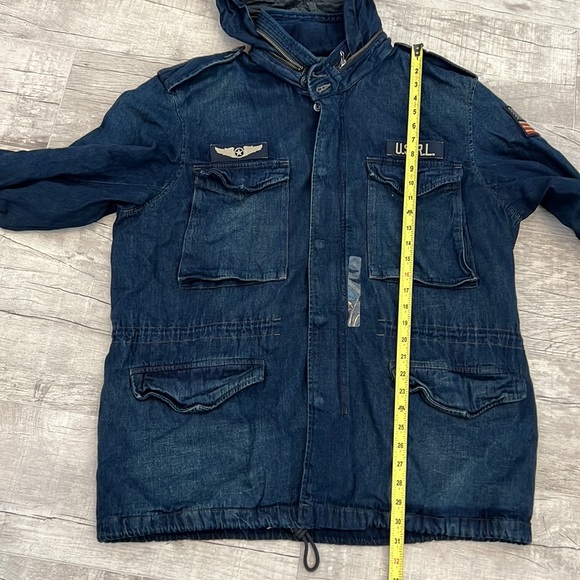 Polo Ralph Lauren Men’s USA Flag Military Patch Denim Field Jacket Size XL - Picture 12 of 16